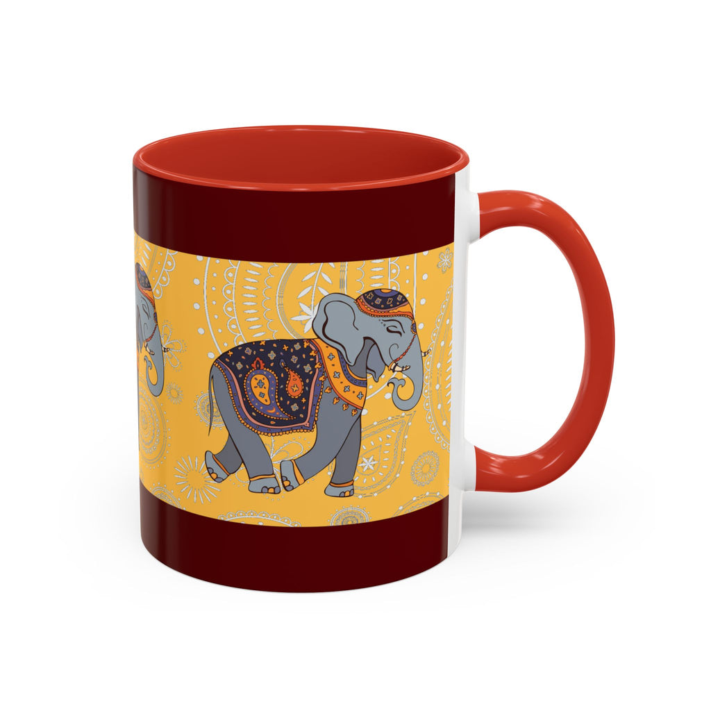 Elephant Mandala Accent Coffee Mug – 11/15oz Decorative Tea Cup