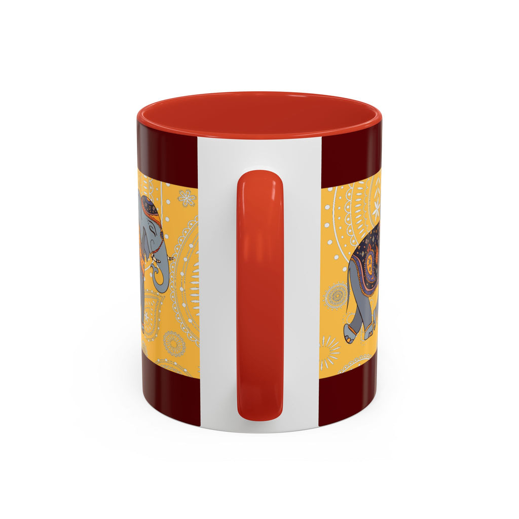 Elephant Mandala Accent Coffee Mug – 11/15oz Decorative Tea Cup